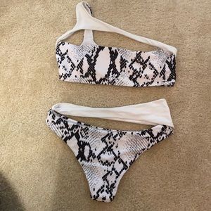 Shein White Snakeskin Bikini